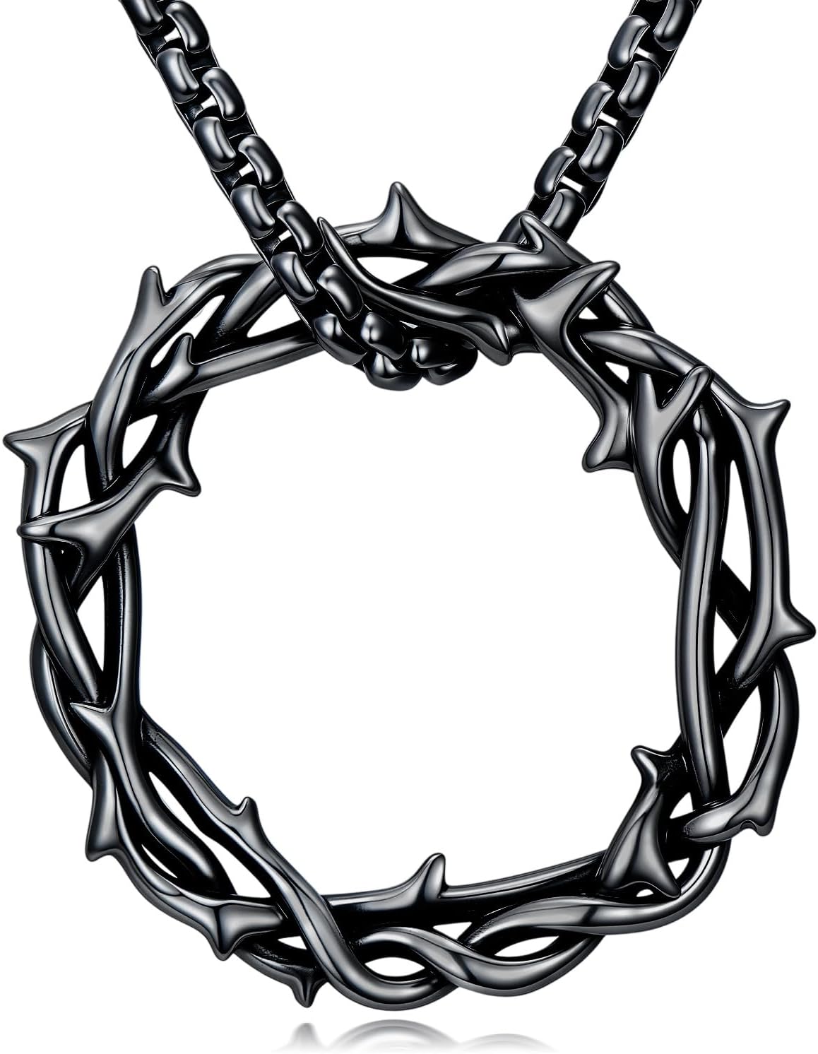 Crown of Thorns Necklace for Men 925 Sterling Silver Nail Cross Necklace Pendant Religious Christian Jewelry Valentines Day Gifts for Men