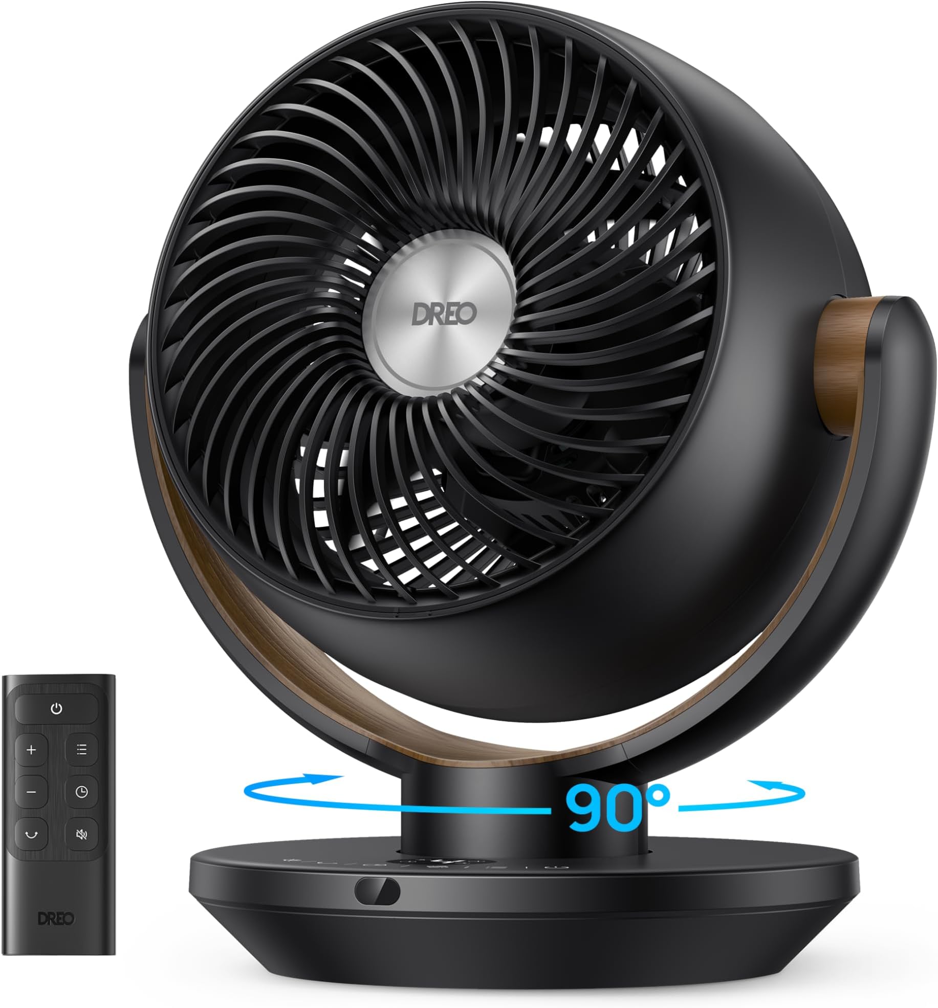 DREO Fan for Bedroom, Desk Air Circulator Fan with Remote, 11 Inch Table Fans for Whole Room, 65ft Powerful Airflow, 120° Vertical Manual +90° Oscillating, 4 Speeds, 8H Timer, 25dB Quiet Fan, Home