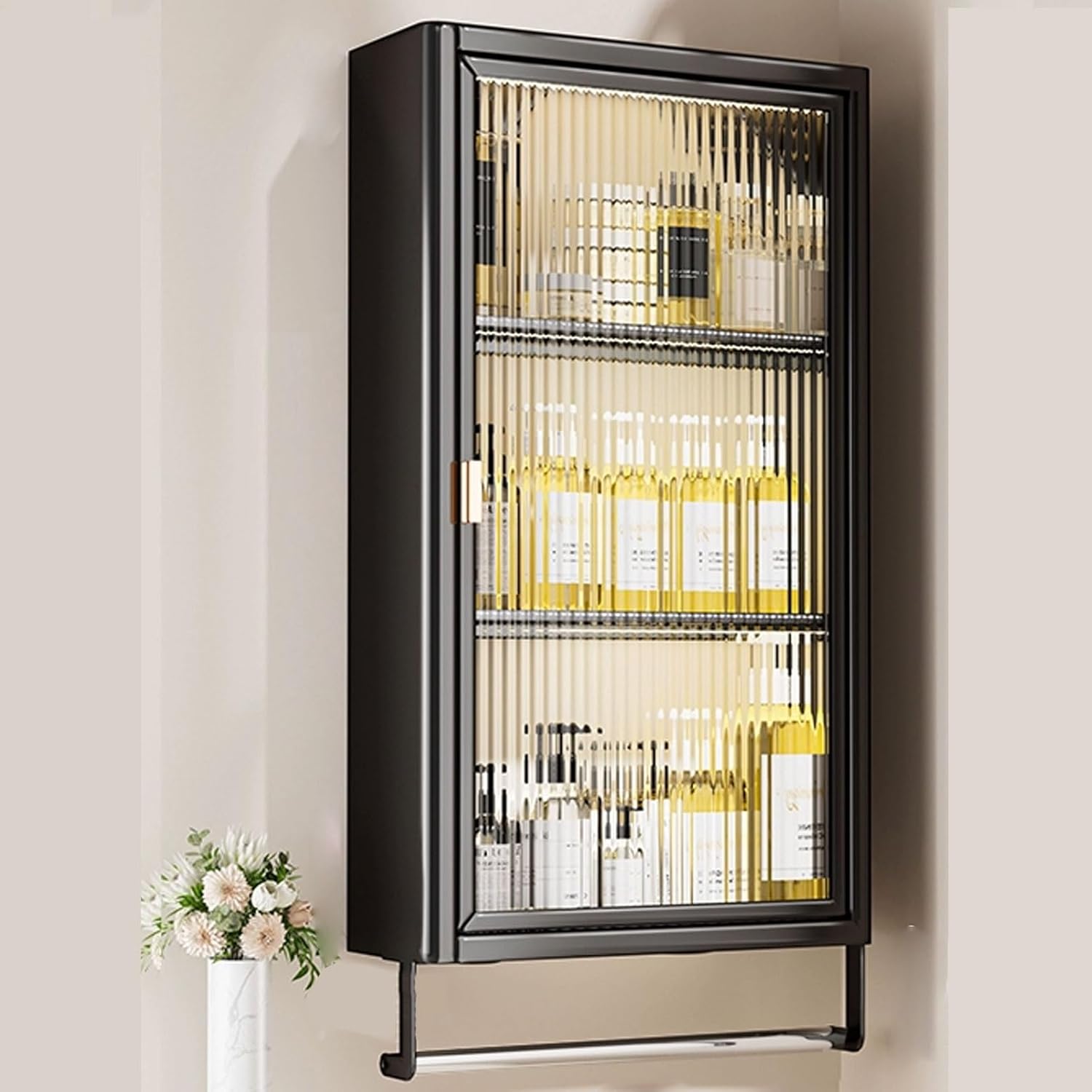 Outdoor Kitchen Wall Cabinet Carbon Steel Magnetic Semi Transparent Door Heavy Duty Hanging Storage for Garage Office Warehouse Metal Cabinet Storage(Black,40 * 14 * 70cm)