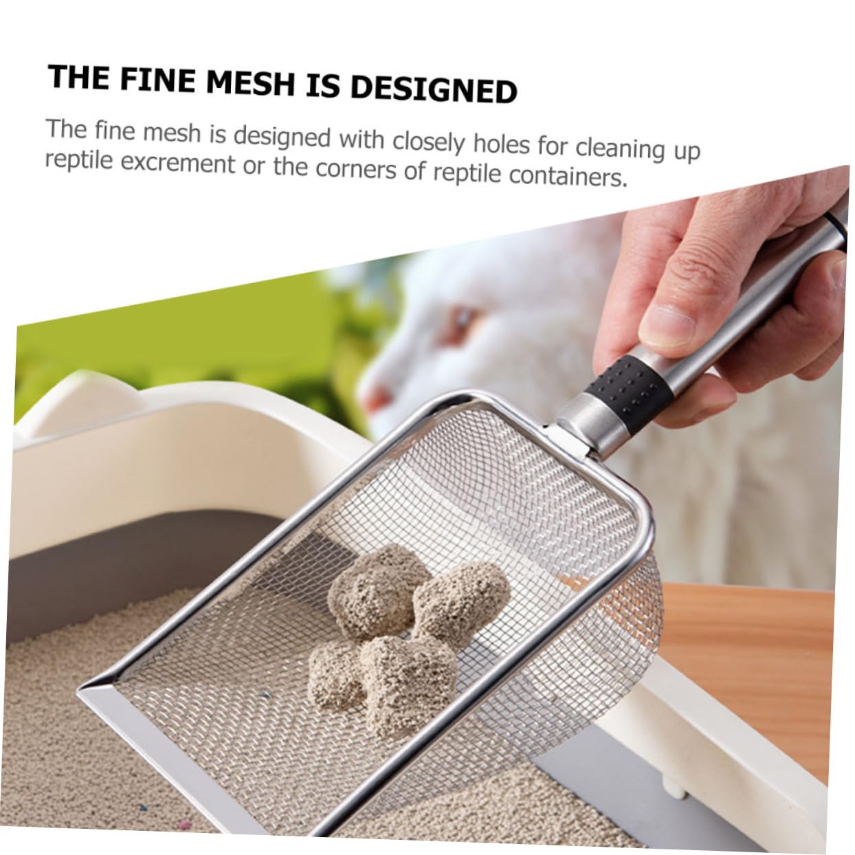 WOONEKY Reptile Litter Scoop De Inoxidable para Reptiles para Tortugas Diseño Filtrado para Limpieza
