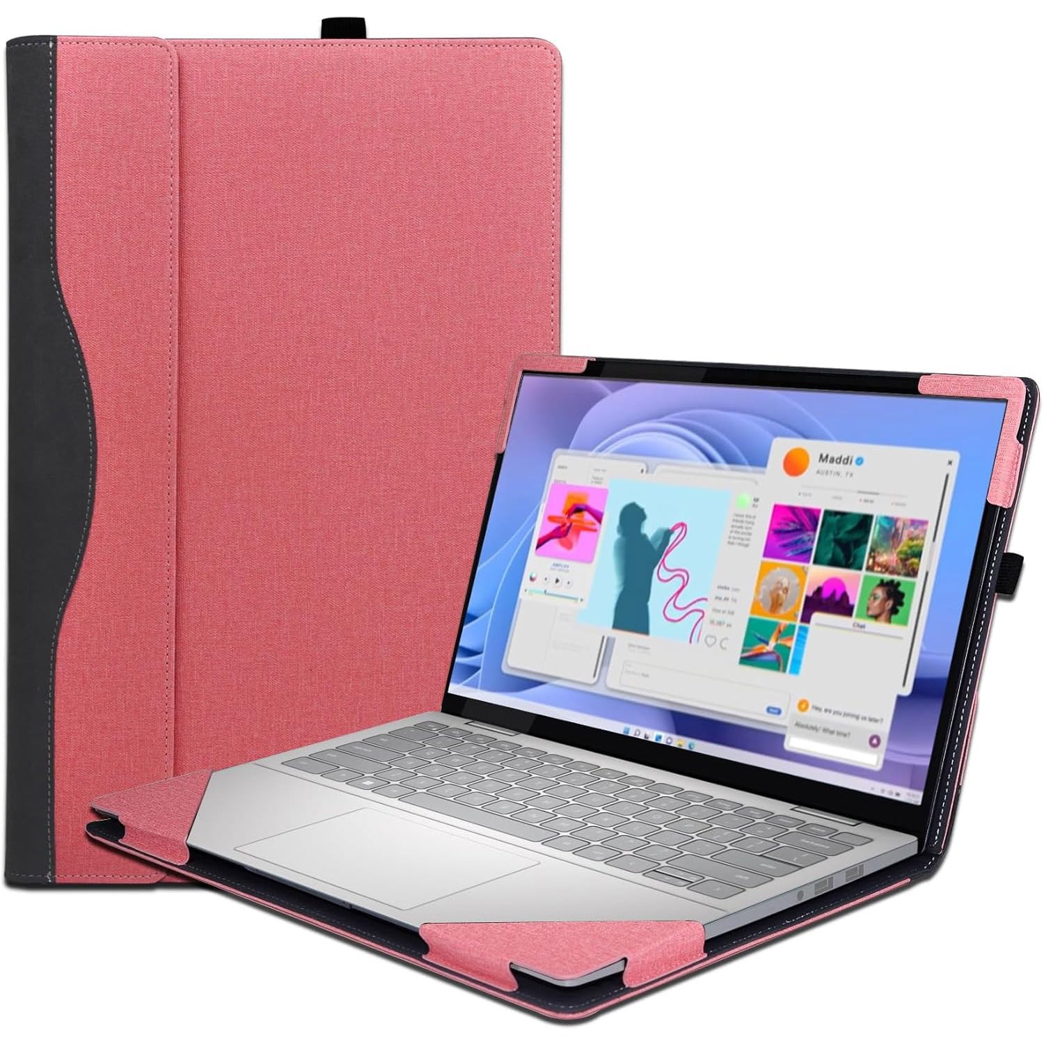 Custodia protettiva per computer portatile Dell 14 Plus DB14250 & Pro 14 PC14255/PC14250 & Pro14 Plus PB14250/PB14255, custodia protettiva in pelle PU per notebook PC borsa accessori (rosa)
