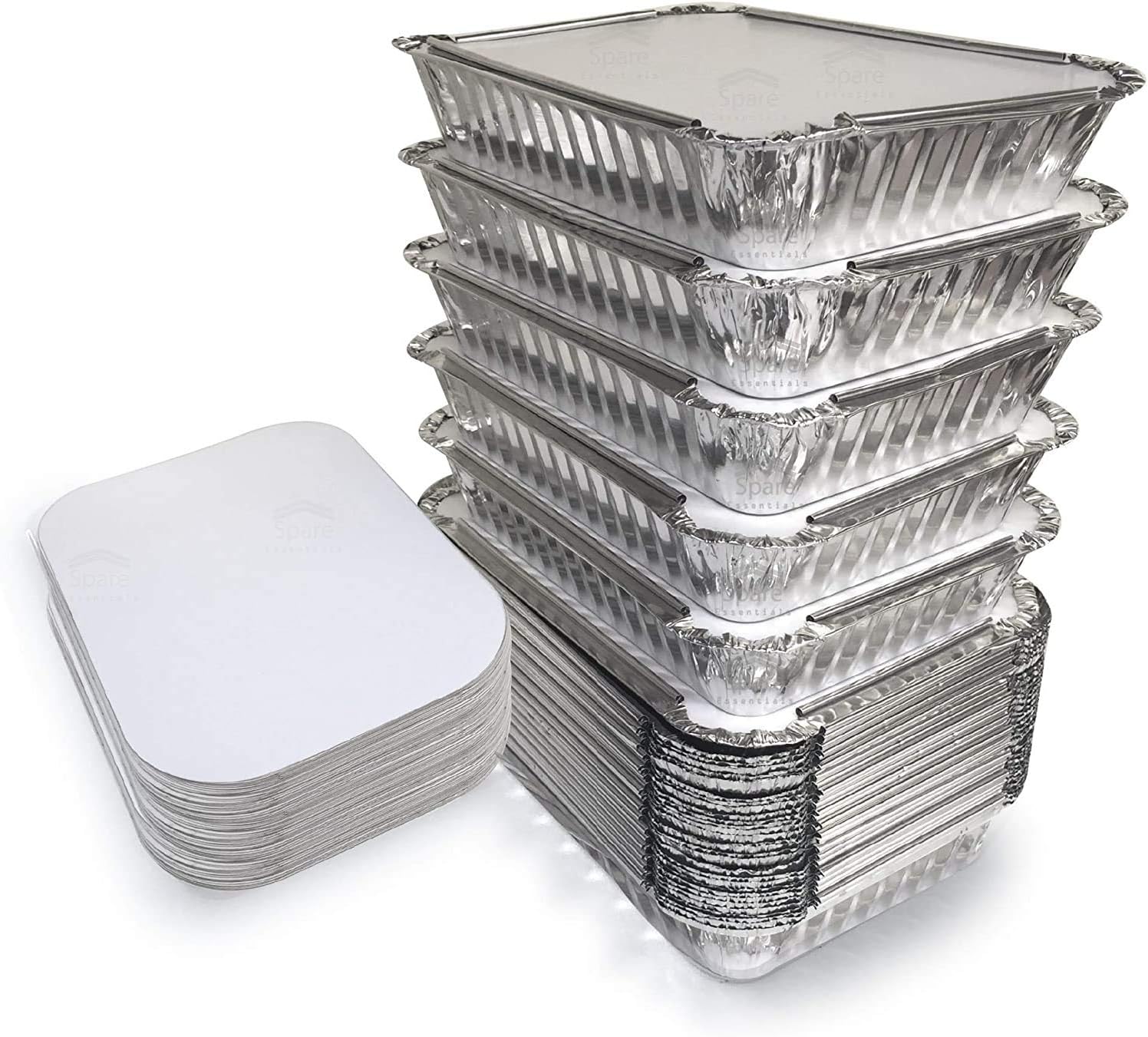 SONU SPORTS CO. SPORTS GOODSSONU SPORTS CO. SPORTS GOODS SSSG KRUM Food Storage Disposable Aluminium Foil Containers with Lid for Takeaway Fast Food Packaging Size (Pack of 100, 250ml)