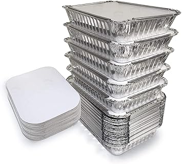 M&M Food Storage Disposable Aluminium Foil Containers with Lid For Takeaway Fast Food Packaging (250 ml) - Pack of 100