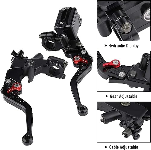 Miniatura 5 de Juego universal de 1 par de manillar de motocicleta de 78 pulgadas de 0.866 in, palanca de embrague de cilindro maestro ajustable, compatible con