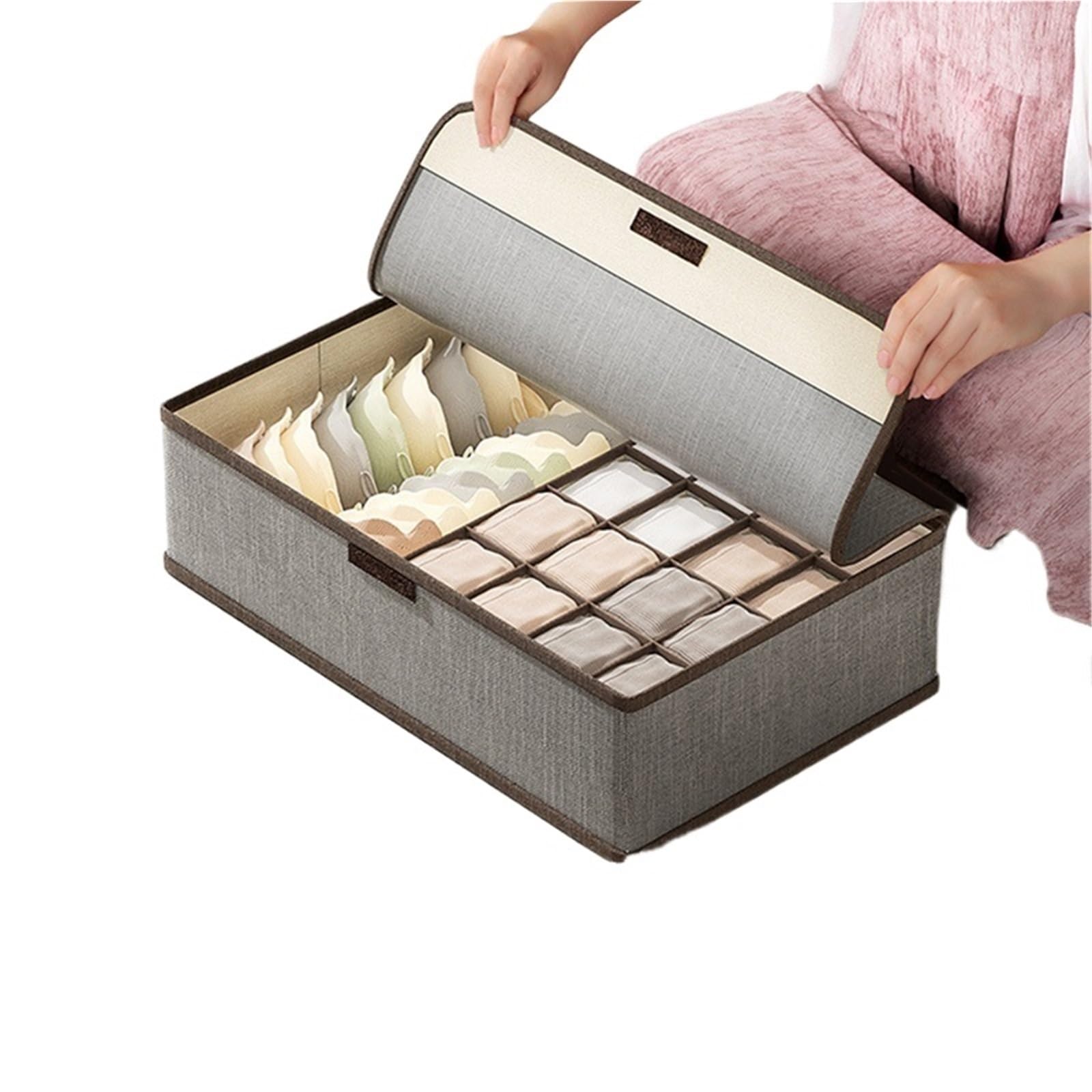 Schubladenorganizer für Unterwäsche, Sockenaufbewahrungsbox, BH-Aufbewahrungsbox mit Deckel, staubdichter Kleidersack für den Kleiderschrank