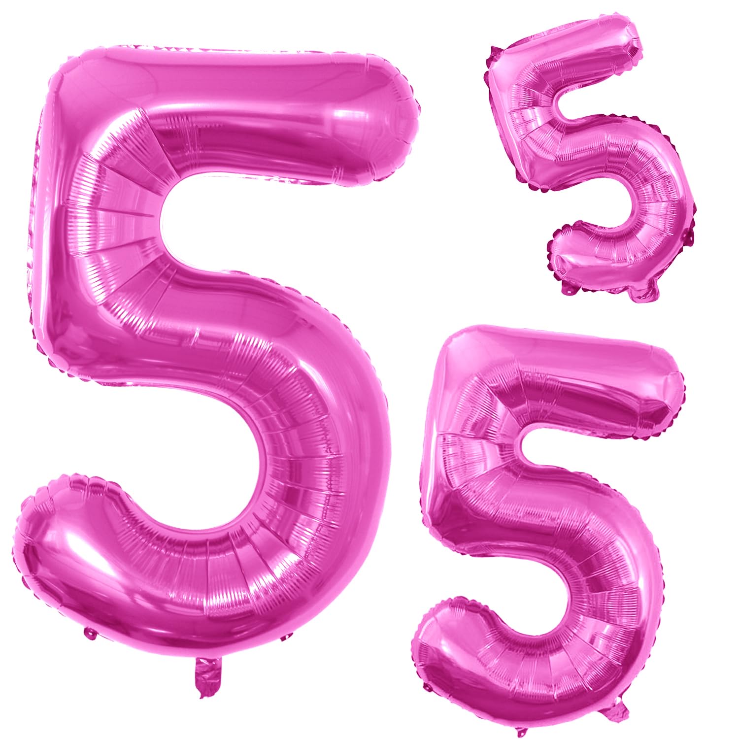 GOER Pink Foil Balloons Number 5,Huge Number Balloons for 5th 55th Birthday Party Supplies Anniversary Decorations(3 pcs,42 inch,32 inc,16inch)