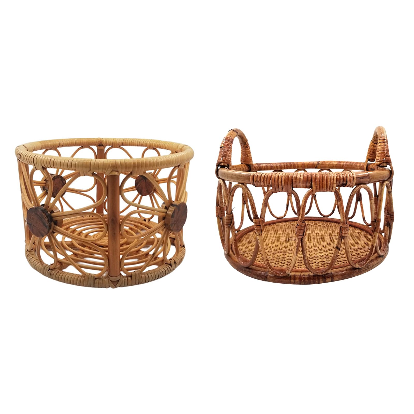 Cestino Vintage in Rattan Fatto a Mano, Accessorio Unico e Naturale per Servizi fotografici di Neonati.