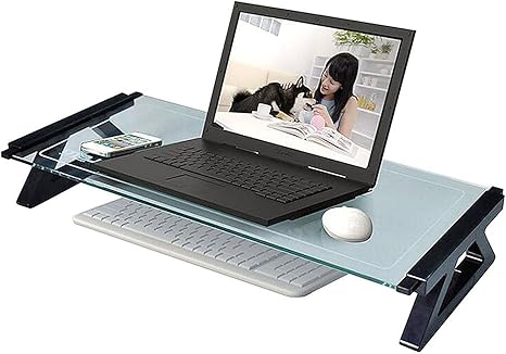Amazon Co Jp Eplze 強化ガラス シェルフモニタースタンドラップトップライザーシェルフimac Macbookコンピュータ用デスクトップスクリーンスタンド ユニバーサルアルミユニボディモニター ラップトップ Imac Pcスタンド Usbハブなし ホーム キッチン