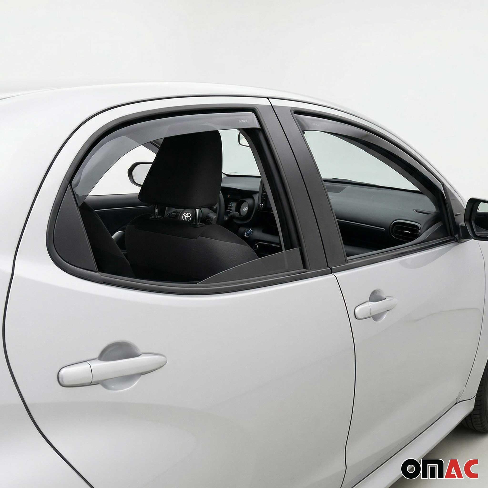 OMAC Lot de 4 déflecteurs d'air et de Pluie Compatible avec Toyota Yaris 2020-2023 Noir