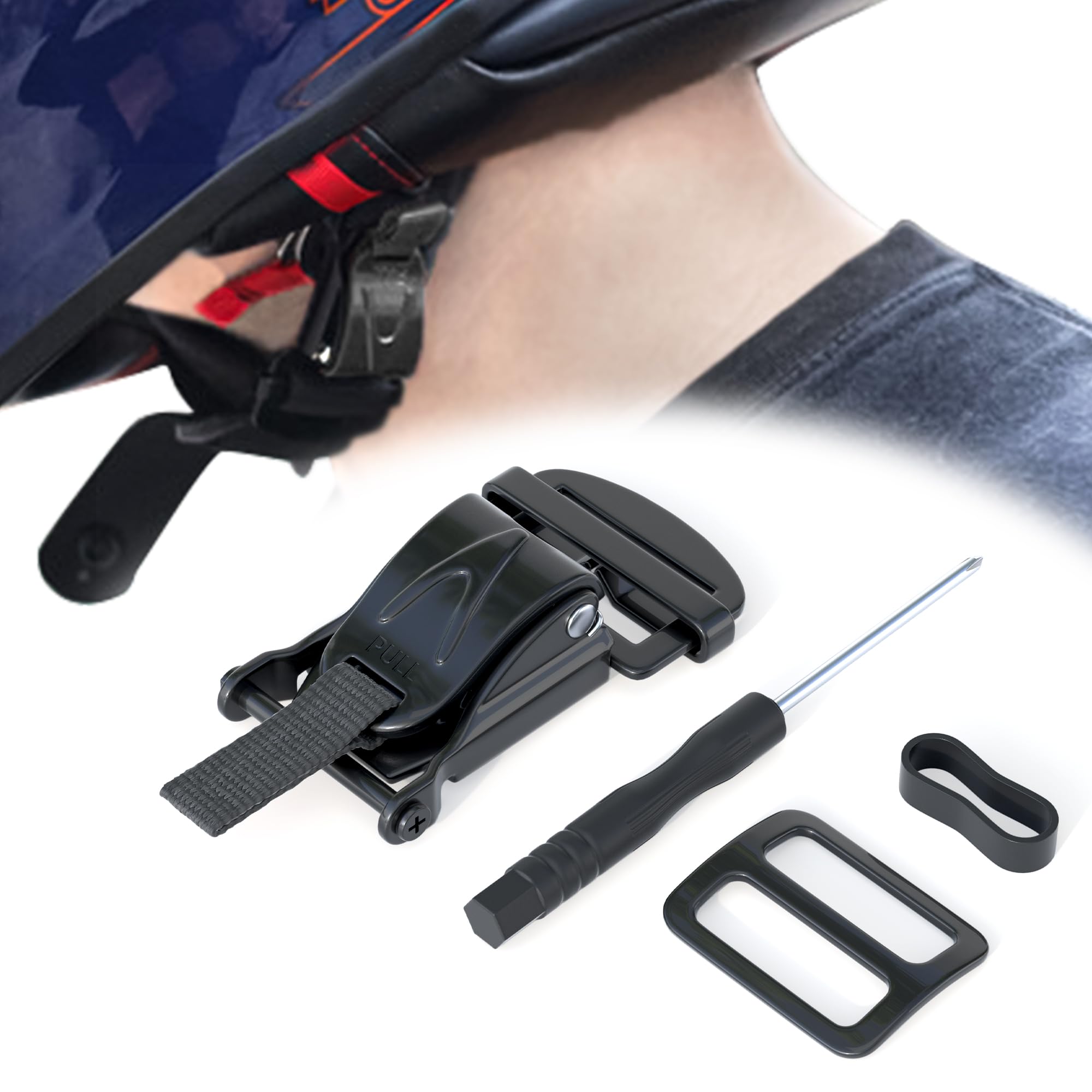 Helmet Quick Release Buckle Kit Black 1PCS Stainless Steel