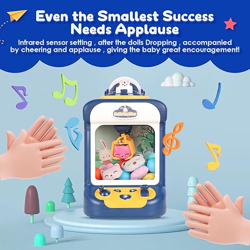 Miniatura 5 de Salate Máquina de garras para niños, mini máquina expendedora de conejos, dispensador de premios, regalo de juguete para niñas y niños, música