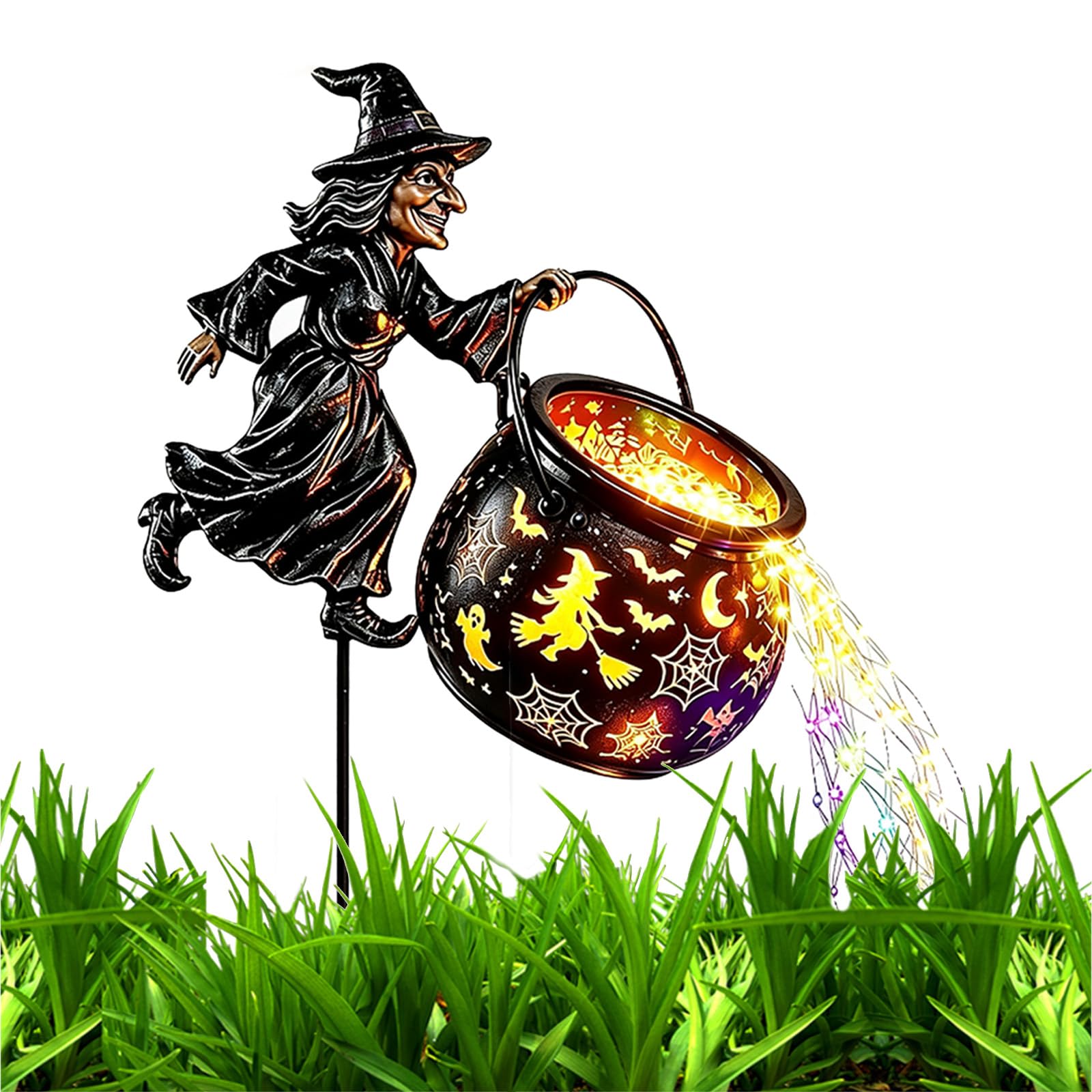 Halloween Witch Cauldron Garden Light Waterfall LED Projection Stake Lights