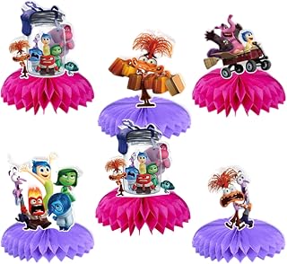 5Pcs Inside Out Party supplies set Inside Out Honeycomb Centerpieces Double Sided Table Topper for Inside Out birthday party decoration Kids Baby Shower Birthday Party Decorations