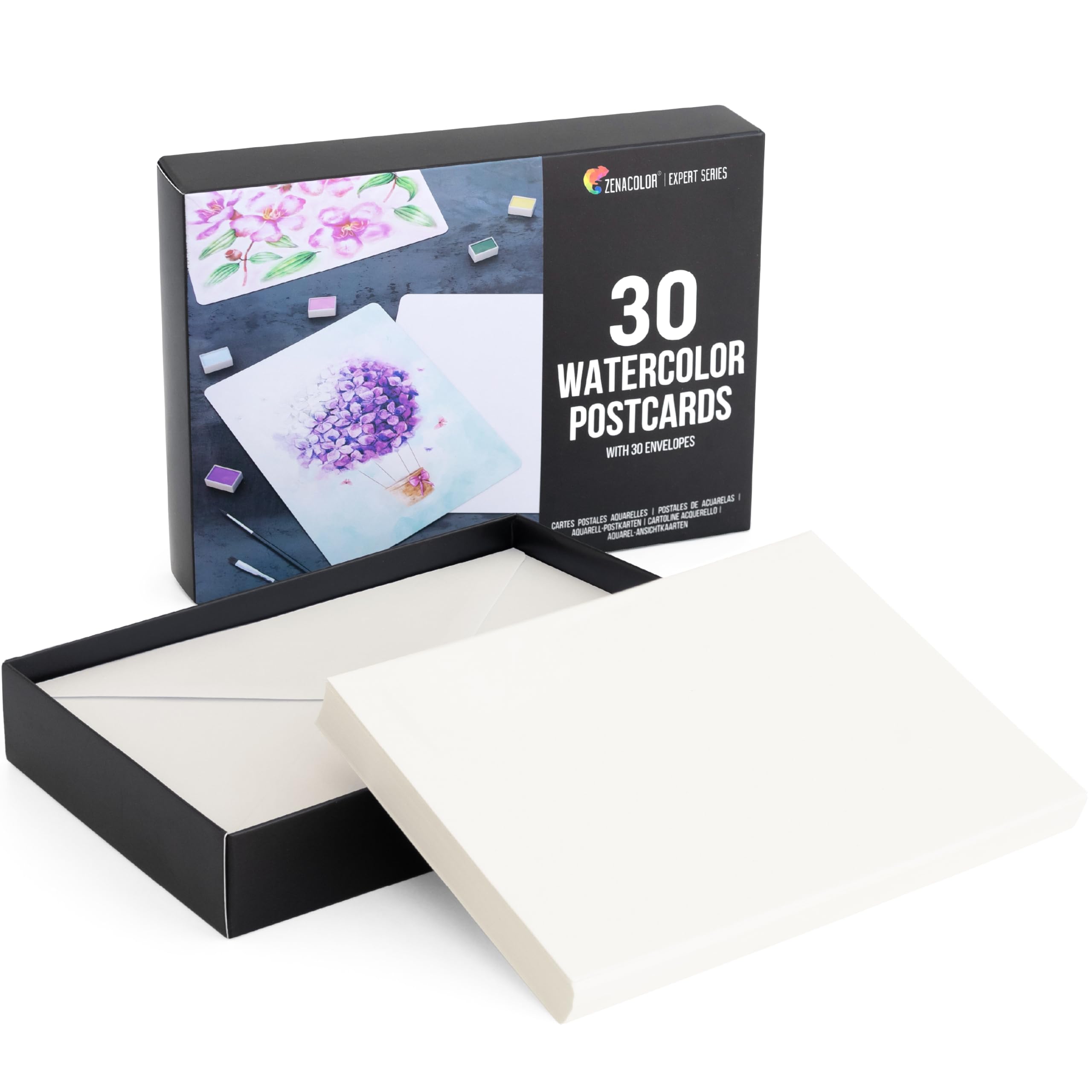 Blank Watercolor Cards with Envelopes NOT FOLDED - 30 Pack : 30 Postcards and 30 Envelopes 5x7" - Watercolor Postcards 300GSM - DIY Thank You Card, Greetings Cards, Christmas, Invitations, Birthday
