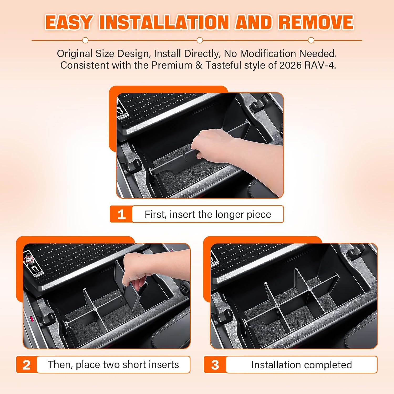 Center Console Tray and Center Console Dividers Compatible with Toyota RAV4 Accessories 2026, 2026 RAV-4 LE XLE SE XSE Limited Woodland Hybrid Armrest Insert Storage Organizer