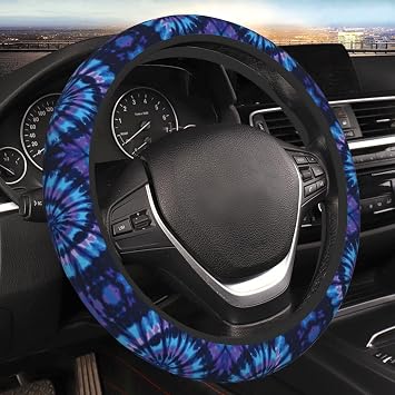 Blue Tie Dye Auto Car Steering Wheel Cover