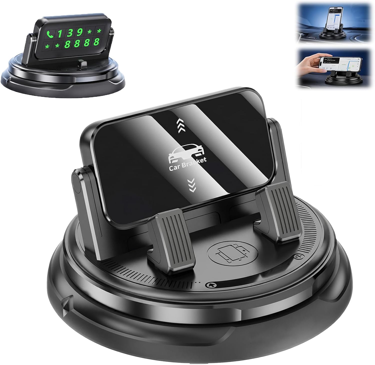 Car Phone Holder 360 Degree Rotation,New 360°Dashboard Car Phone Holder,360 Degree Rotatable Car Phone Holder,Adjustable Universal Car Phone Mount for Most Smartphones(Black-B)