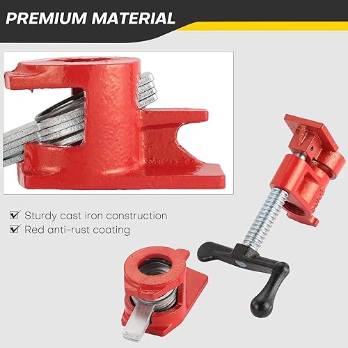 Miniatura 3 de Juego de abrazaderas para tubos de encolado de madera  Abrazaderas de tubo de hierro fundido de 34 pulgadas de alta resistencia para carpintería de
