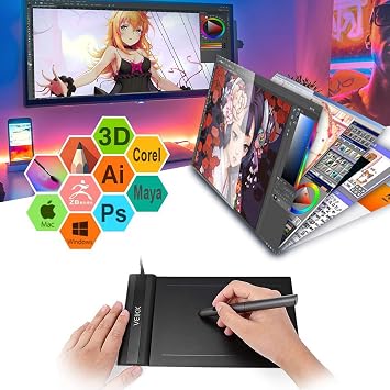 Graphics Drawing Tablet VEIKK S640 6x4 Inch Portable OSU Tablet with 8192 Levels Battery-free Stylus Pen for Digital Art&Animation,compatible with PC/Mac/Linux/Windows