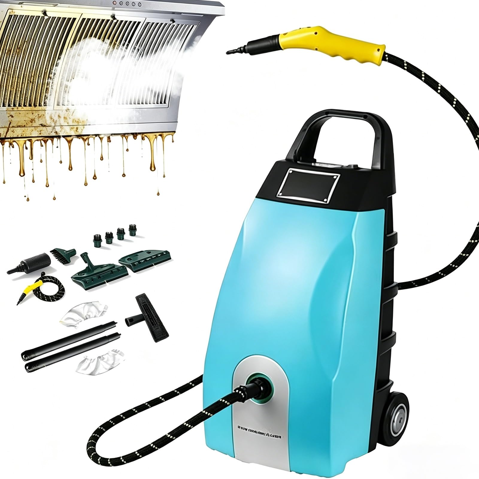 Generatore Di Vapore Commerciale 3000w, Pulitore Ad Alta Pressione Con Serbatoio 3,5l Temperatura Elevata Per Cucine Commerciali Ristoranti, Hotel E Pulizia Profonda Degli Interni Auto(Blue)