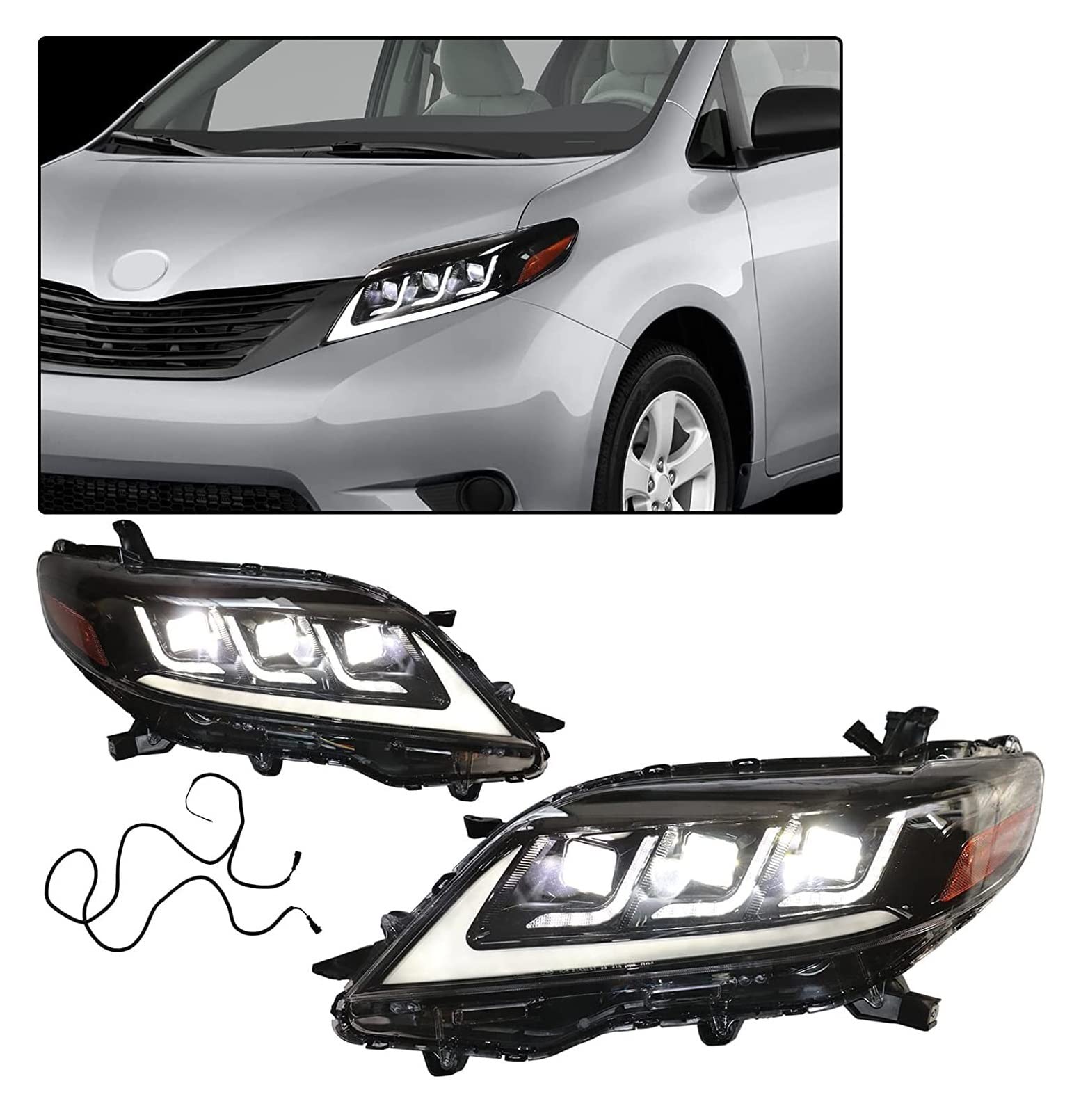 Amazon | LED ヘッドライト アセンブリ トヨタ シエナ 2011-2020 Base 