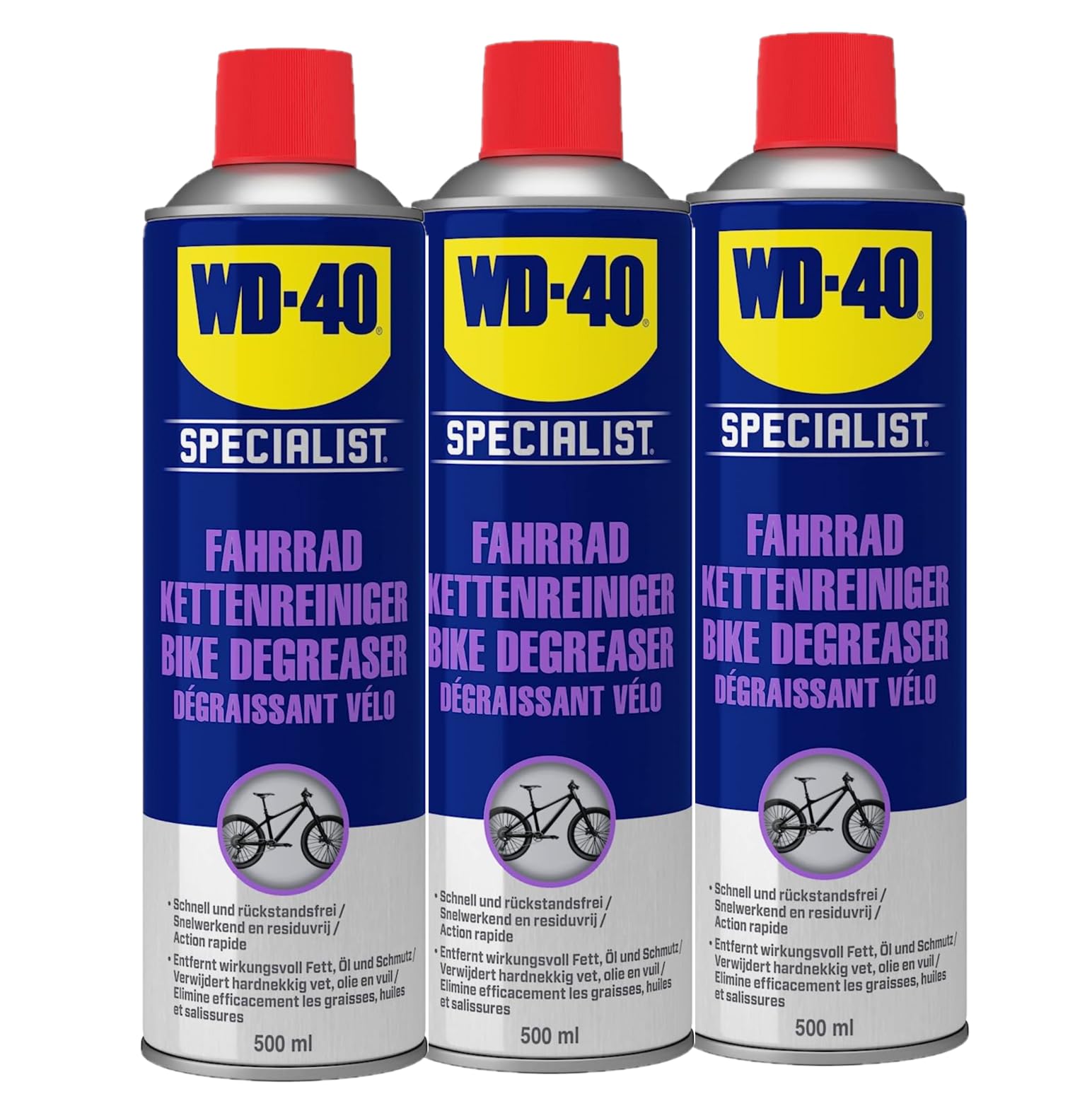 WD-40 Specialist Fahrrad Kettenreiniger 3x500ml, Kettenpflege