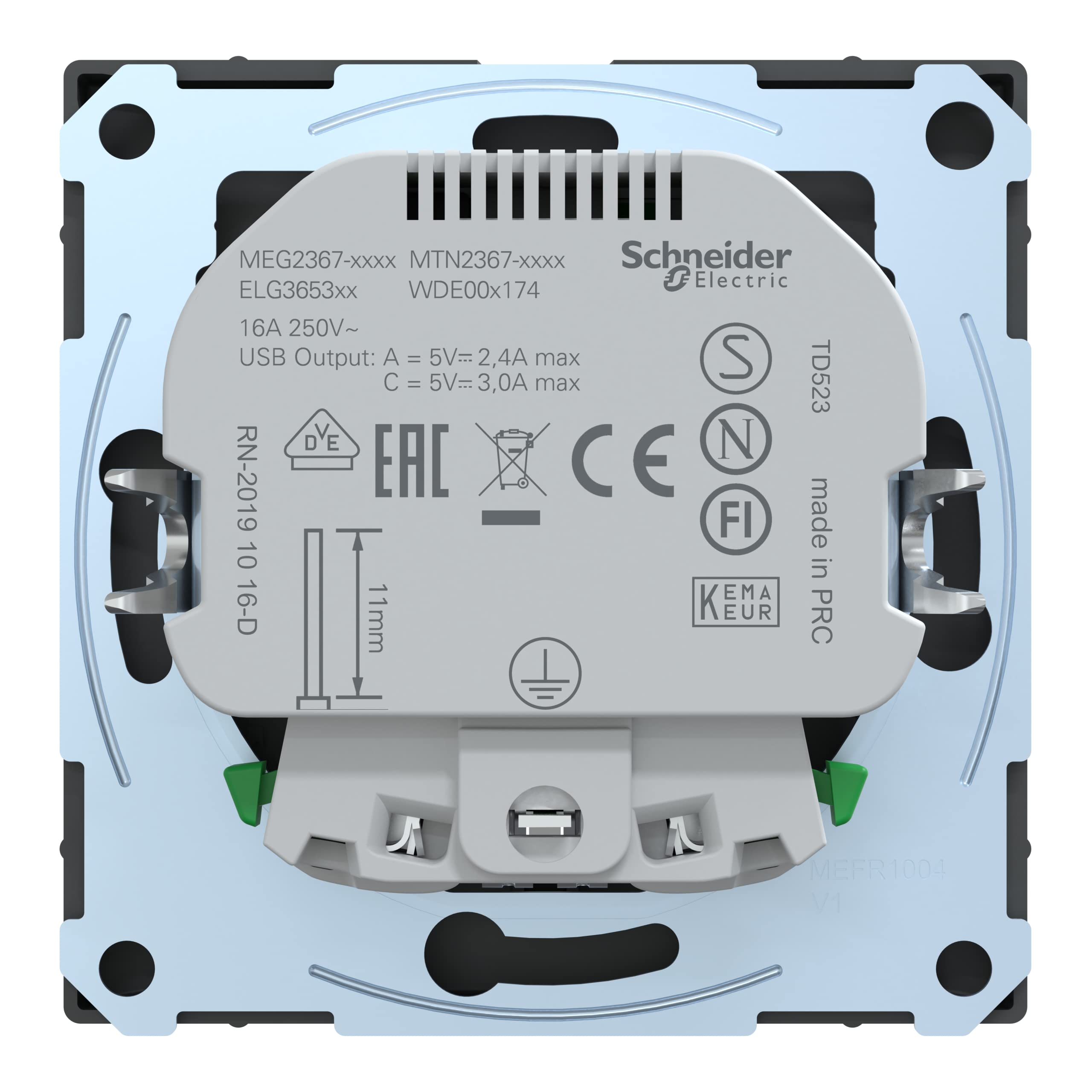 Schneider Electric Merten MEG2367-6034 - Presa con connettore USB tipo A+C, design antracite, presa Schuko USB da incasso, presa con contatto di protezione, adatta per smartphone, tablet