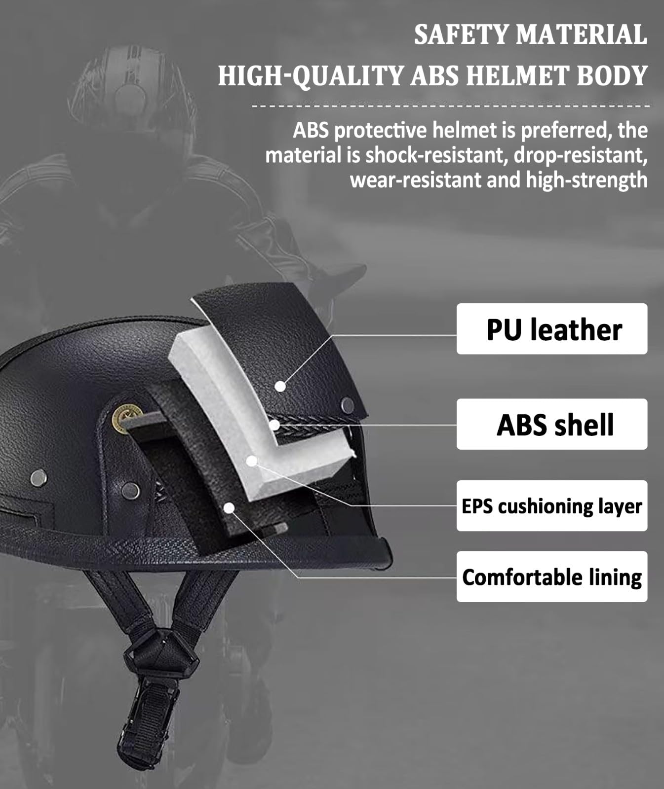 Skórzany kask motocyklowy, półtwarz, homologacja ECE 22.06, retro, otwarty kask z goglami, kask typu jet, do cruisera, skutera Touring B, M (56-57 cm)