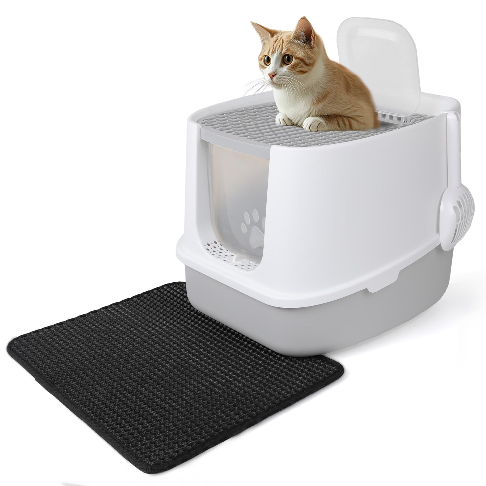 Geschlossene Katzentoilette Mit Deckel & Schublade – Extra Groß, Geruchsabsorbierend, Mit Matte & Zubehör