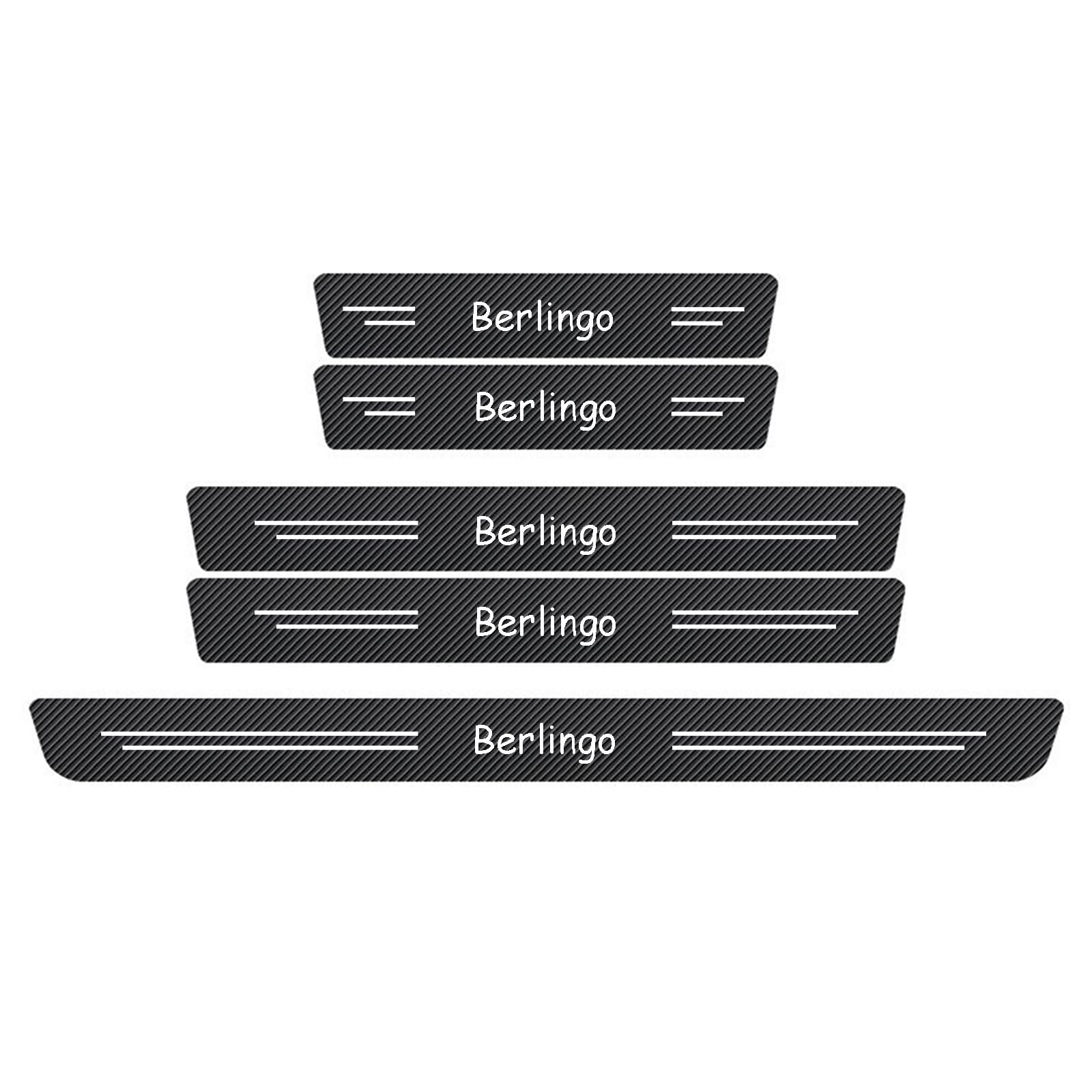 WXH97F 5PCS Car Door Sill Protector for Citroen Berlingo, Carbon Fibre Effect Kick Plates, Welcome Pedal Step Guard, Rear Boot Bumper Strip, Self-Adhesive Anti-Scratch Protection Sticker
