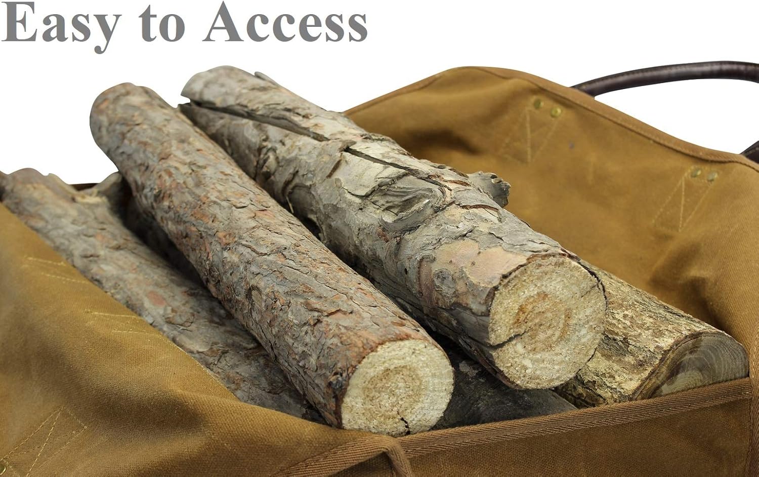 INNO STAGE Firewood Log Carrier Bag Waxed Canvas Tote Holder with Fireplace Pure Leather Gloves for Hay Hauling Outdoor Camping, BBQ Barbecue - Image 5