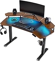 Vista 15 de EUREKA ERGONOMIC Escritorio de pie de altura ajustable, escritorio de computadora con bandeja para teclado de 72 pulgadas, escritorio de estudio