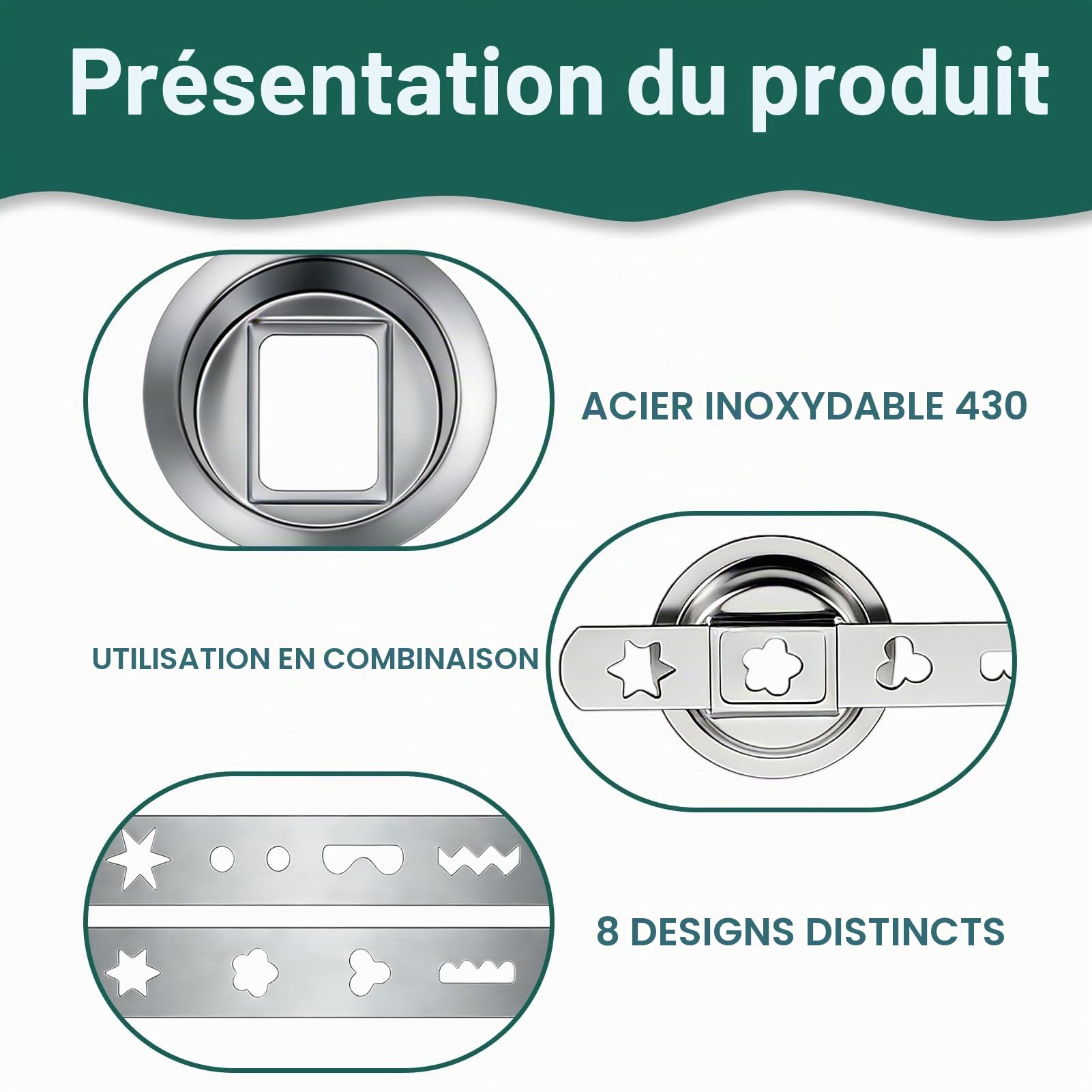 Accessoire Pâtisserie Pour Hachoir En Acier Inoxydable 5#, Presse a Biscuit Avec 1 Anneau De Raccordement Et 2 Disques 8 Motifs, Ustensiles À Pâtisserie Et Accessoires De Pâtisserie Et De Cuisson