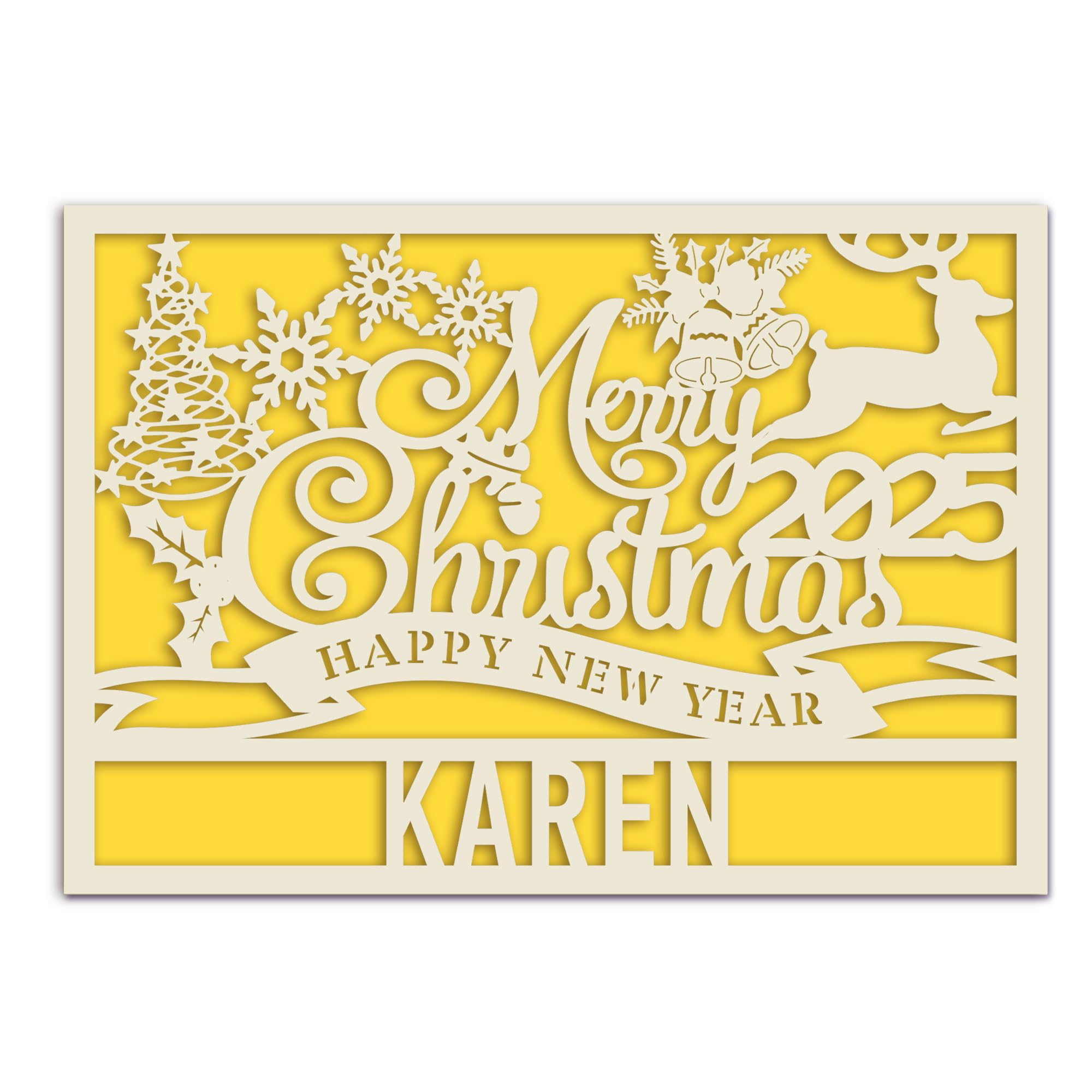 Personalised Christmas Cards 2025 Christmas Card for Husband Mum Wife Doughter Grandson Sister Kids Xmas Cards Gifts Custom Merry Christmas Card for Family Members(Gold)