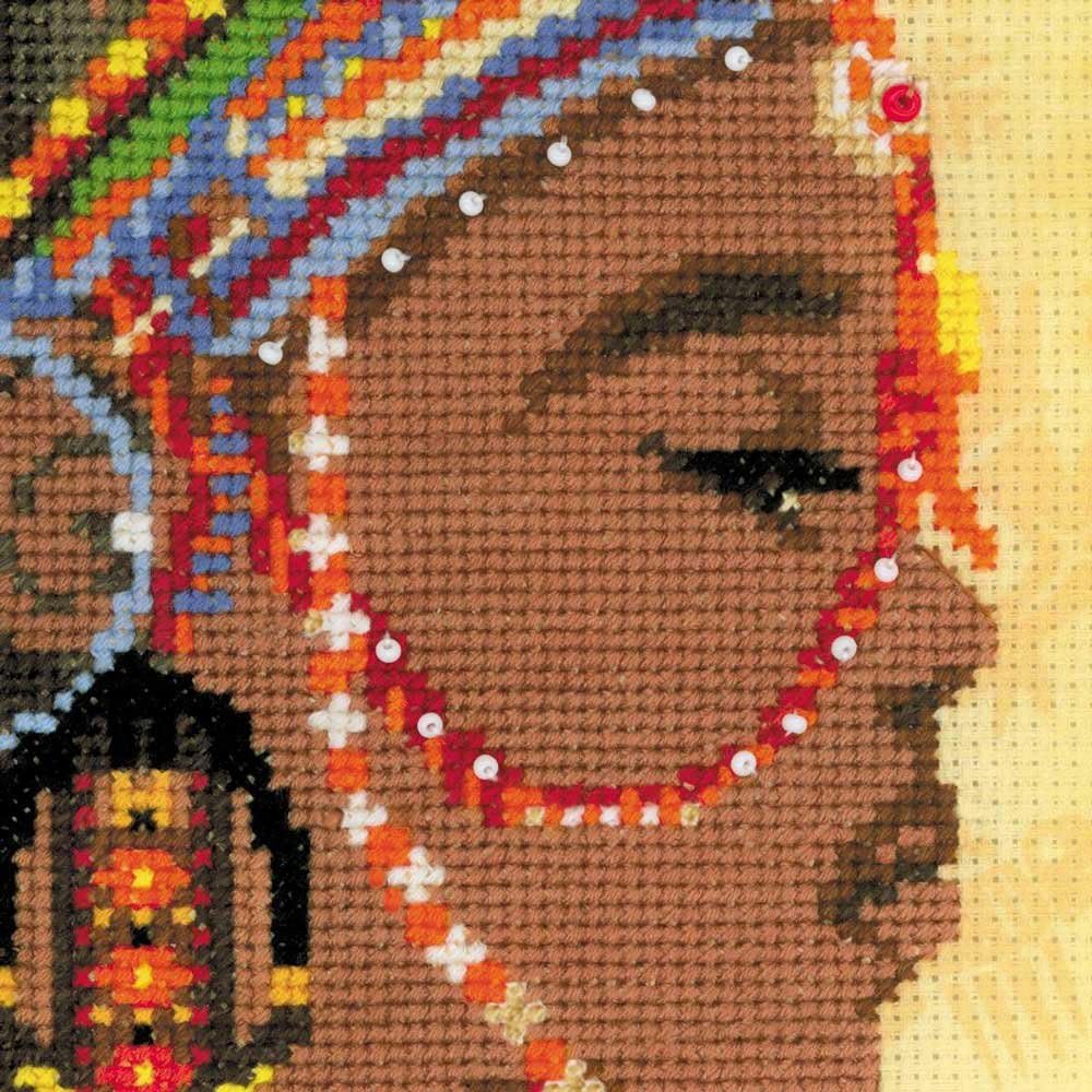 RIOLIS 0047 PT - African Princess- Counted Cross Stitch Kit 12" x 16" 14 Count AIDA With Pre-Printed Background 19 Colors