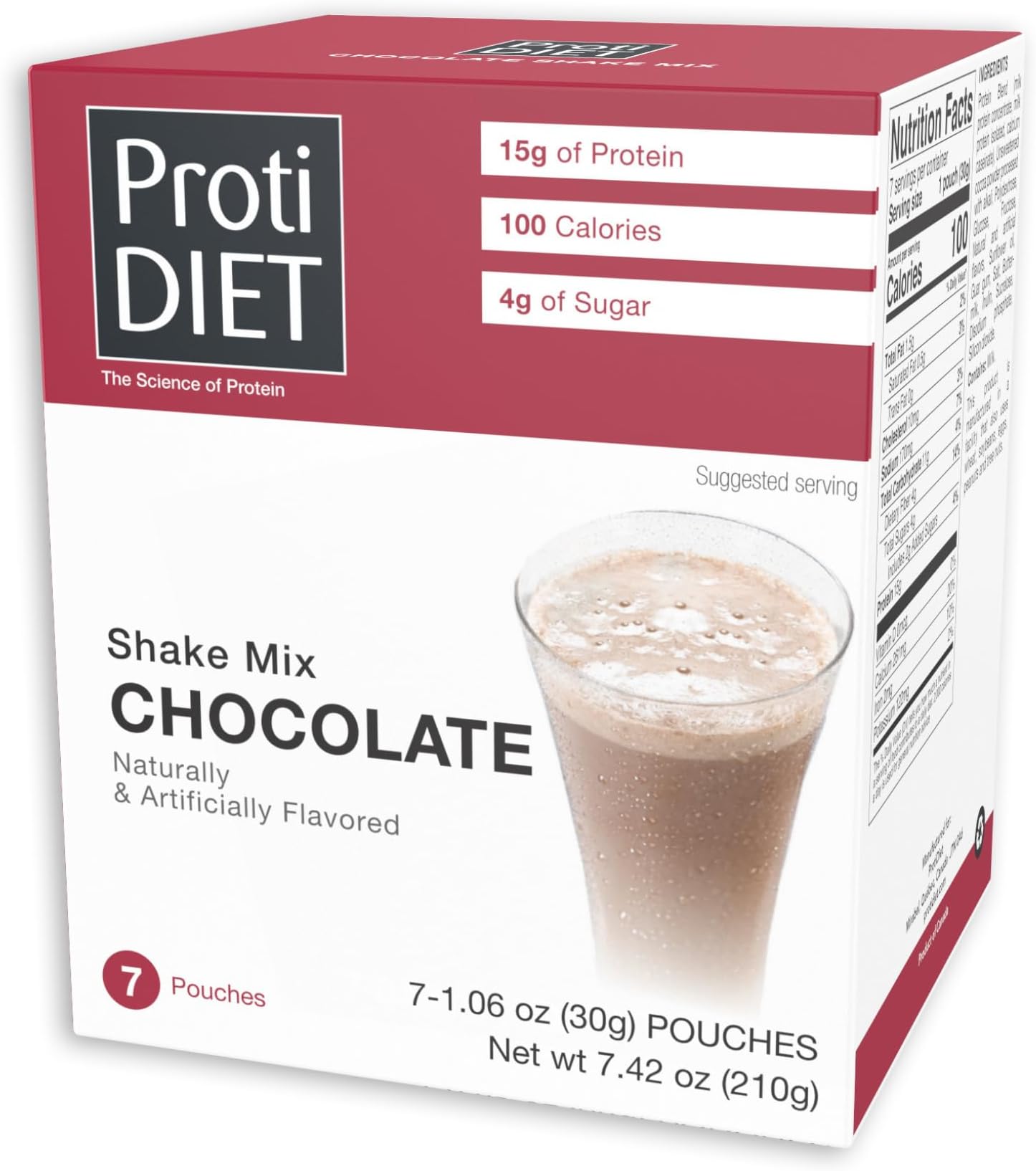 Proti Diet Chocolate Shake (7 pouches per box) Net Wt 7.5oz (213g) by Protidiet