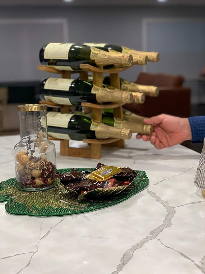 Estante para Vino Modular Apilable de Bambú, Capacidad 9 Botellas miniatura 6