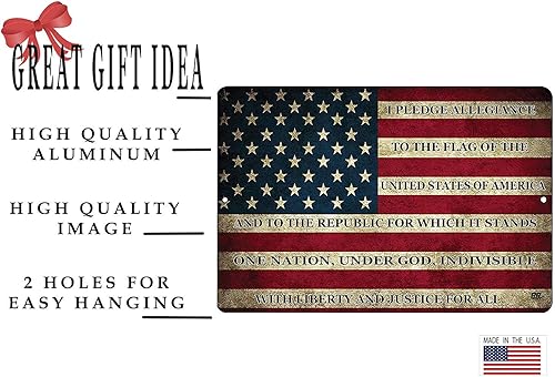 Miniatura 2 de Rogue River Tactical Letrero de metal con la bandera estadounidense de Estados Unidos, 12 x 8 pulgadas, decoración de pared, barra de la cueva de