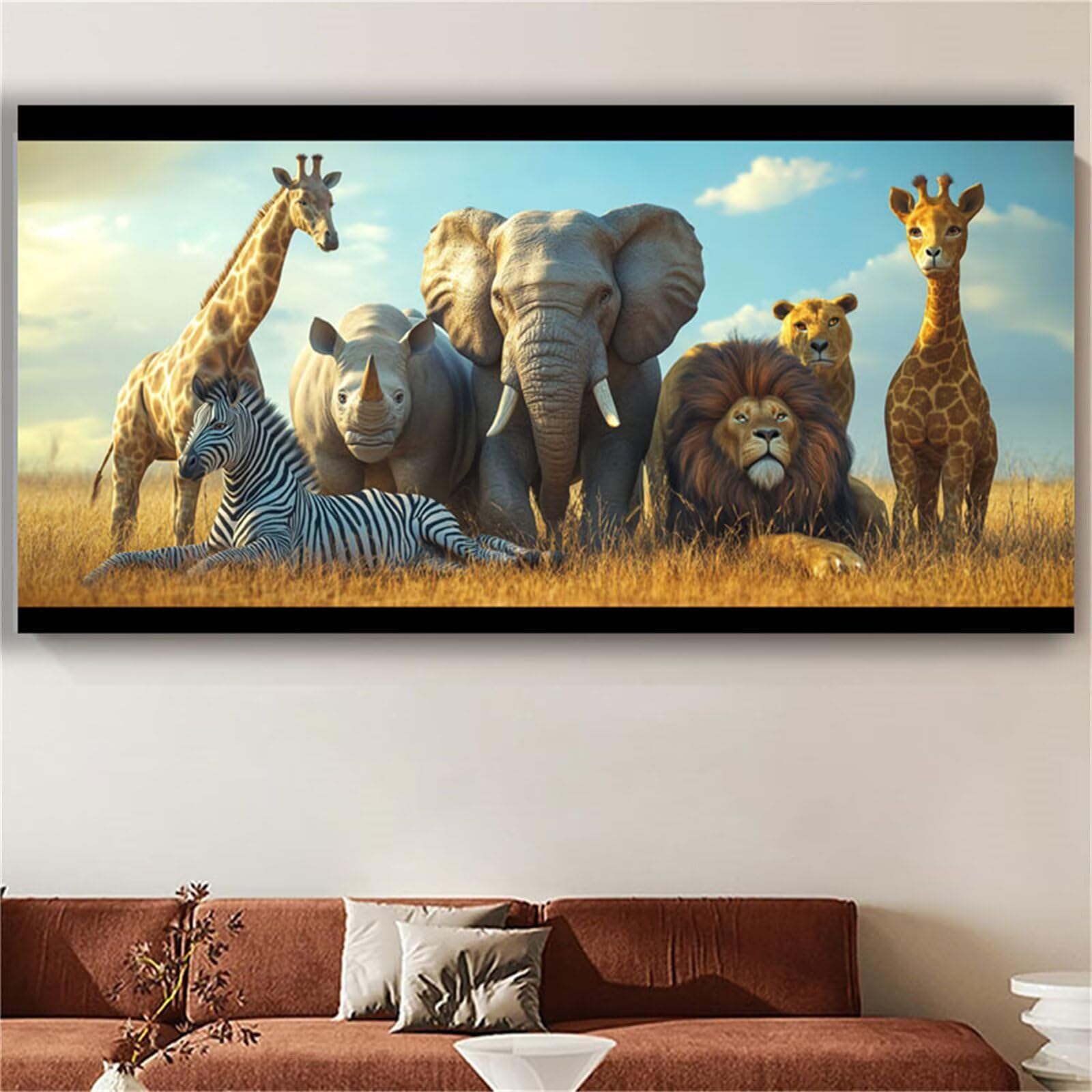 Peinture Numero Afrique Peinture par Numero Adulte Animal Activité Manuelle Adulte,DIY Paint by Numbers Kits avec Pinceaux et Acryliques Peintures,la Décoration de la Maison Cadeaux 80x160 cm L1364