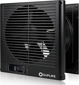8" Room to Room Air Transfer Fan for Quietly Circulating Air, Reversible Airflow Design, 320 CFM Programmable Through Wall Fan, Durable Build Quality, 10 Speed Thru Wall Exhaust Fan for Closet,Laundry