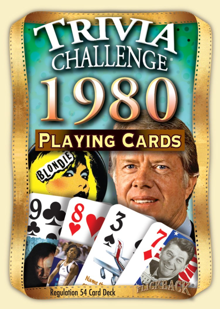Flickback 1980 Trivia Playing Cards – 2-in-1 Trivia Game & Regular Card Deck