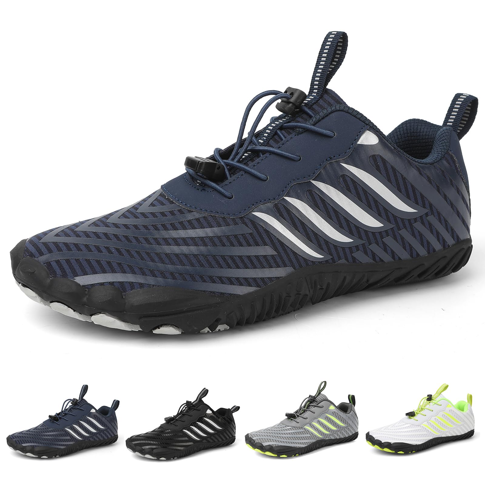 LANIVIC Barefoot Water Shoes for Women Men?Unisex Pro Footwear Barefoot Shoes?Waterproof Trail Running Healthy & Non-Slip?Wide Toe Zero Drop Hiking Dark Blue 8 Women/6 Men