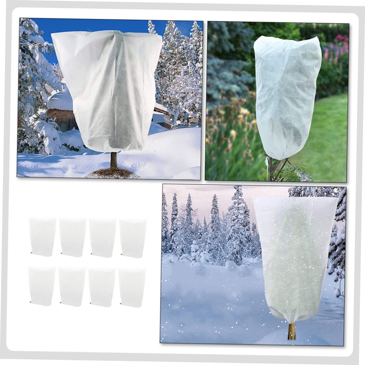 Hemobllo 8pezzi Telo Protezione Piante Inverno Non Tessuto Coulisse Design per Ortaggi Protezione Antigelo per Alberi e Piante