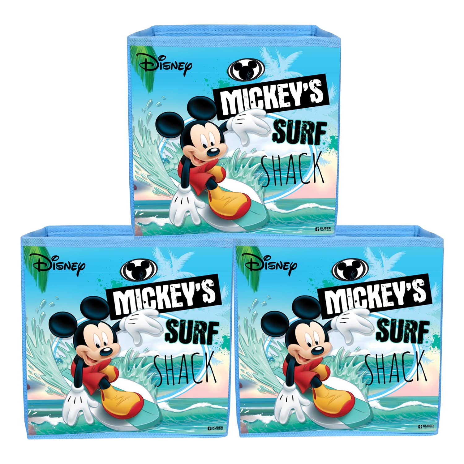 Kuber Industries Disney Mickey Surf Print Foldable Cube Box|Non Woven Storage Box For Clothes|Storage Organizer for Toys, Books, Baby Clothes|Pack of 3 (Sky Blue) (B0C3QNSTCF) Amazon Price History, Amazon Price Tracker