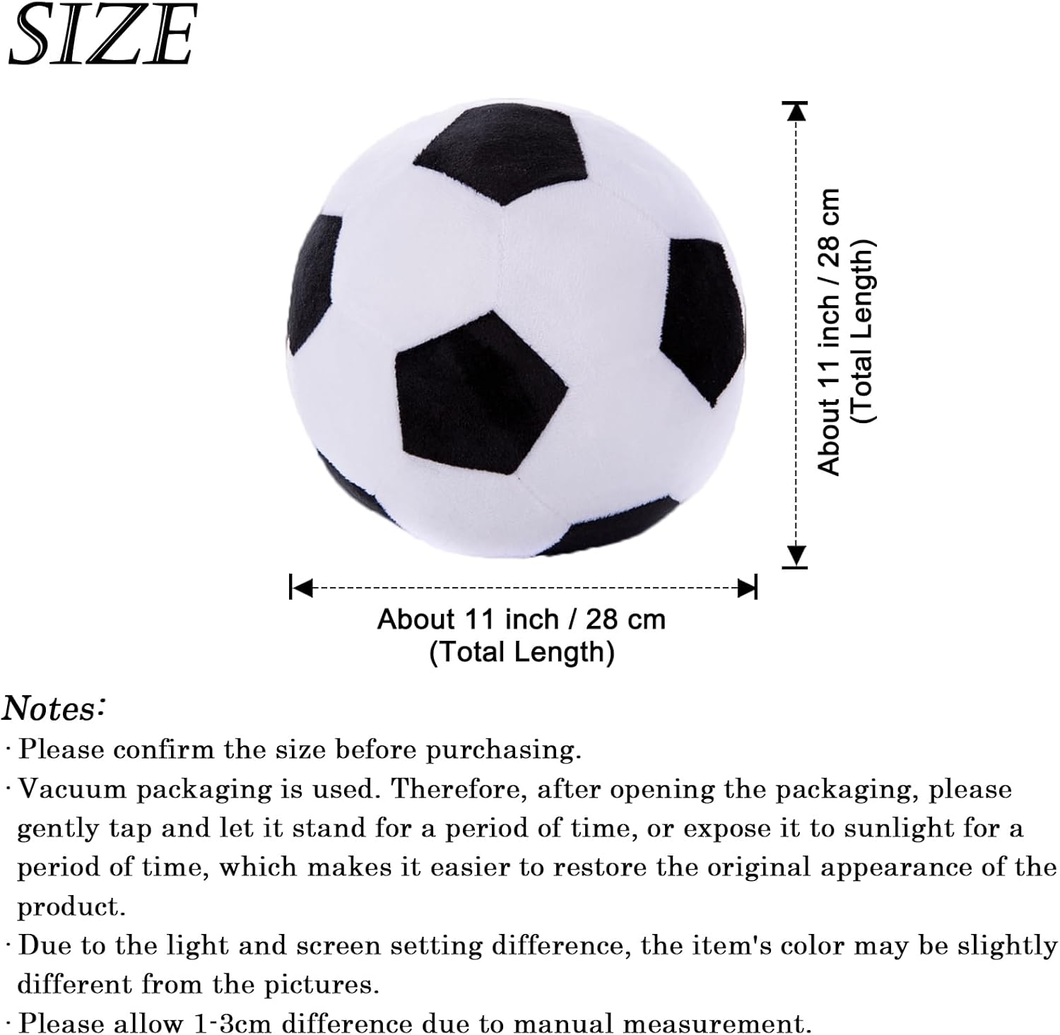 zhidiloveyou 11インチ サッカーフラシ天 サッカーボール枕 おもちゃ フットボールギフト 子供向け ブラックホワイト