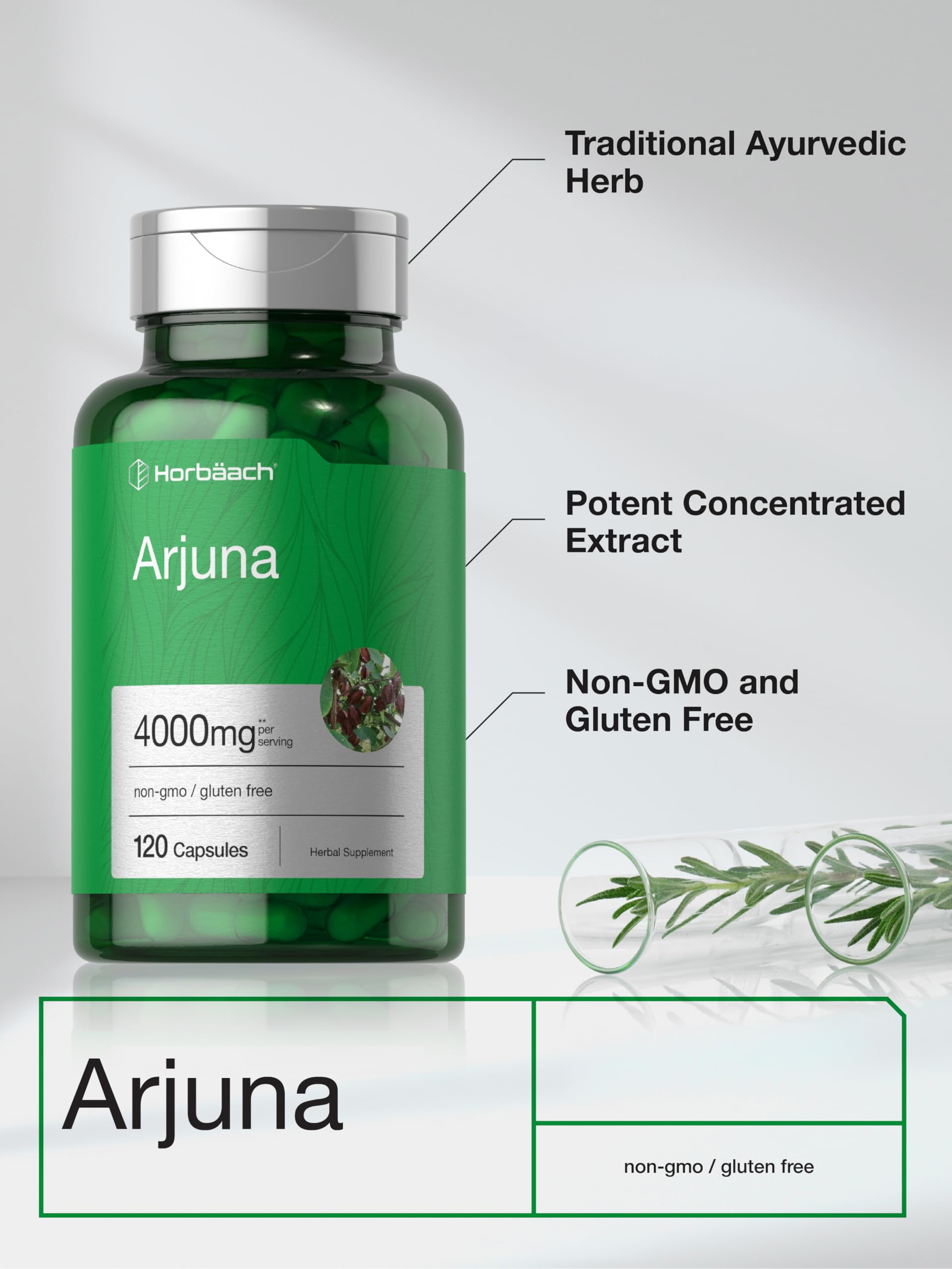 Horbaach Arjuna Capsules | 120 Count | from Arjuna Bark Herb Extract — Amazon image 3