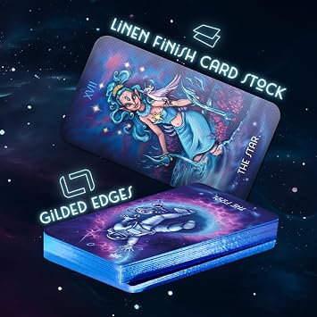 Original Starborn Arcana 78 Tarot Card Set, Unique Borderless Deck, Fortune Telling Cards, Classic Meanings with Guide Book for Beginners and Pro