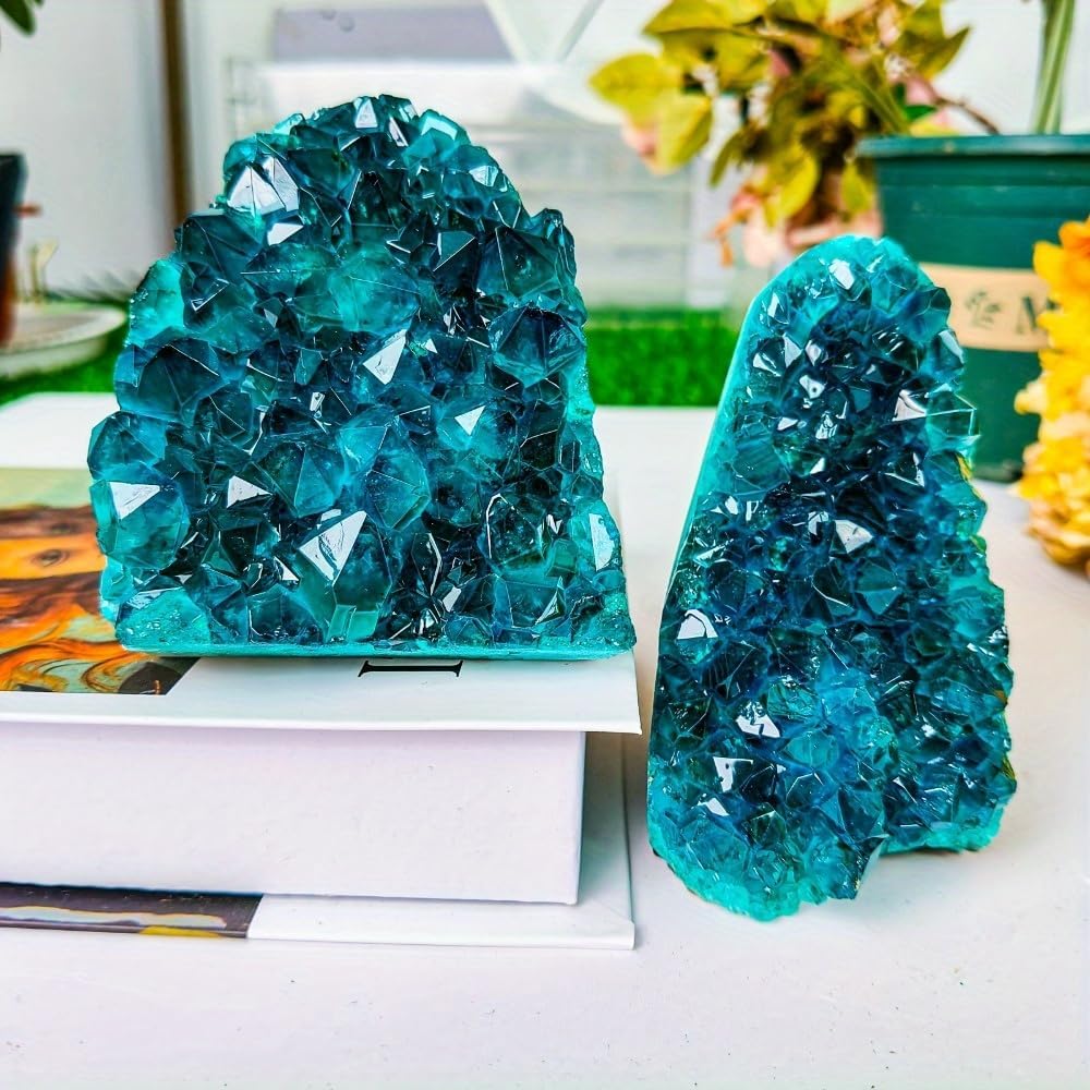 0.44-1.32 LB Natural Colorful Crystal Geode Cluster – Healing Spiritual Home Decor, Unique Gift Idea for Holiday Present and Stress Relief (Lake Blue, 0.44-0.66lb)