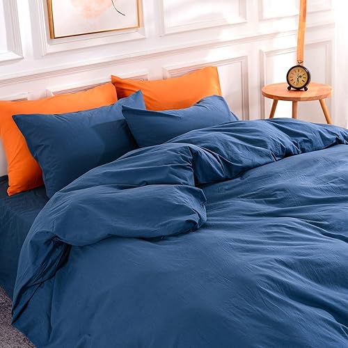 Miniatura 68 de NEXHOME PRO - Juego de funda de edredón, queen extragrande 98"x98", de algodón lavado 100 % orgánico con aspecto de lino, gris crema, con cierre