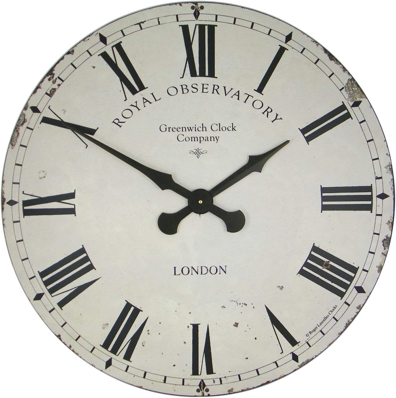 Horloge murale Roger Lascelles design crème 70 cm en bois MDF travaillé